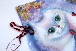 батик платок зимний кот
